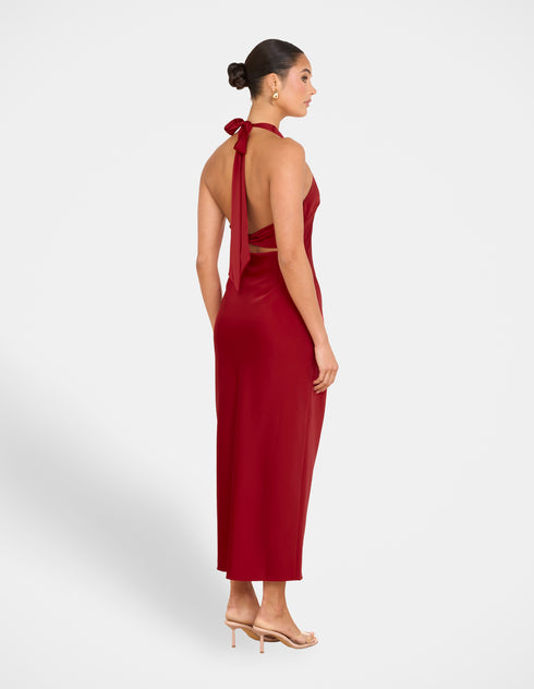 Niala Halter Satin Maxi Dress